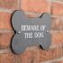 Bone shaped beware of the dog sign in slate