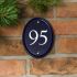 Blue Oval Ceramic House Number - 12.5 x 16.5cm 