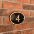 Oval Brass House Number with Rope Rim - 19 x 10xm