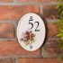 Oval Ceramic House Number with Pansy Design