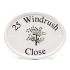 White Oval Engraved Ceramic Sign 31.5 x 24cm