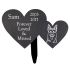 Double Slate Heart Memorial with Metal Stake