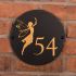 Round Rustic Slate House Number with Golden Fairy 