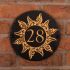 Round Rustic Slate House Number with Golden Sun 1 