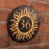 Round Rustic Slate House Number with Golden Sun 2 