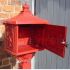 Decorative Freestanding, Aluminium Letter Box in Red With Ornate Design