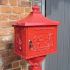 Decorative Freestanding, Aluminium Letter Box in Red With Ornate Design