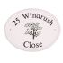 White Oval Engraved Ceramic Sign 31.5 x 24cm