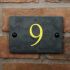 Smooth Slate House Number with 1 digit 